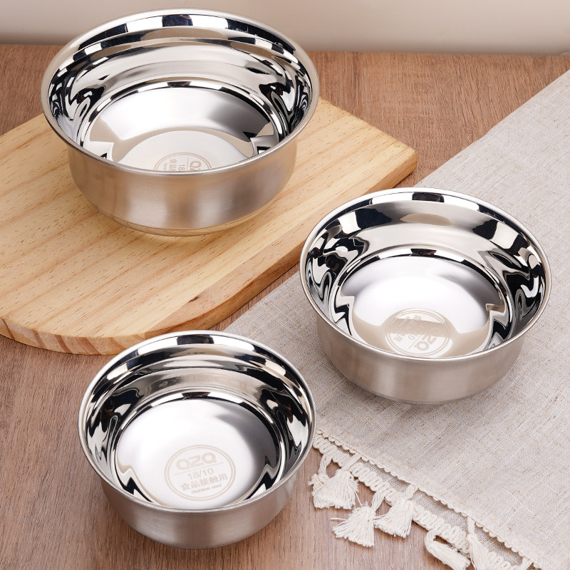 庆展 18/10不锈钢碗防烫碗双层隔热碗食品级儿童饭碗家用汤碗大号