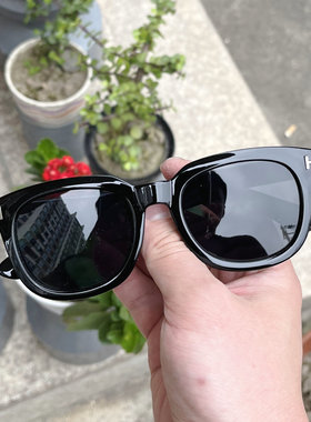 方框周润发蓝色韩版墨镜太阳眼镜