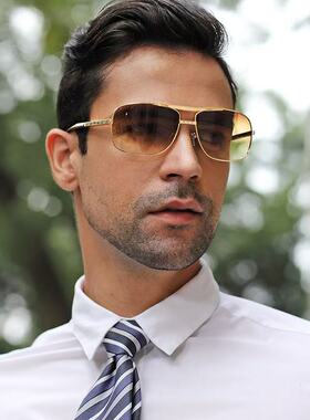 布拉德皮特同款墨镜金属硬汉金茶色太阳眼镜F1开车度假经典太阳镜