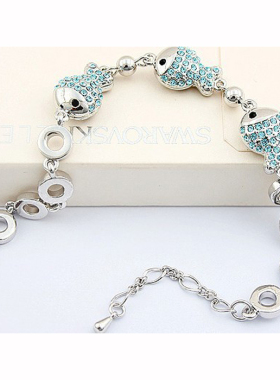 水晶粉蓝色女士双鱼座礼物手链