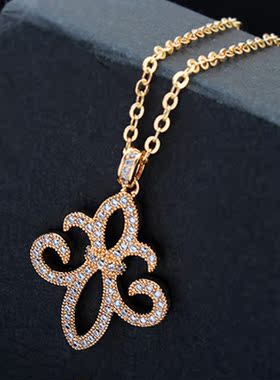 时尚个性风短款镶钻浅金色项链