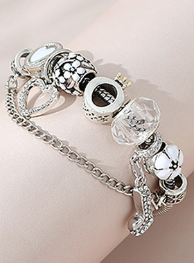 彩衣阁甜美女生手链白绿蓝色珠珠高跟鞋羽毛花花手串时尚日韩流行