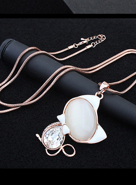 水晶漂亮长款生日礼物毛衣链