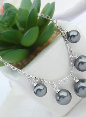 漂亮黑白色生日礼物珍珠项链