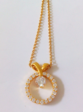 甜美风闪亮圆形锆石女士水晶项链