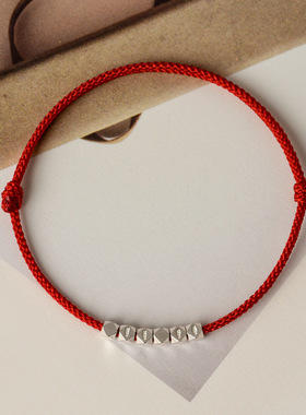 【普陀山官方】S925碎银平安红绳