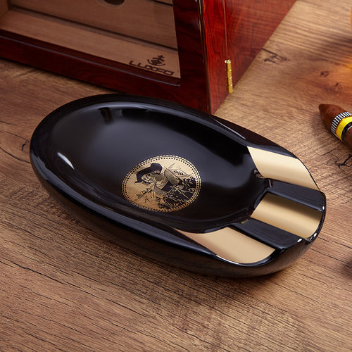 LUXFO雪茄烟灰缸大口径陶瓷超大号欧式客厅多口径专用烟槽烟灰缸 - 图0