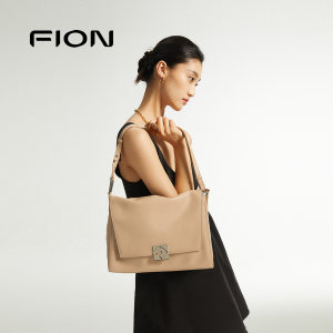 Fion/菲安妮青花瓷叠叠包真皮托特包通勤斜挎腋下包单肩包包女