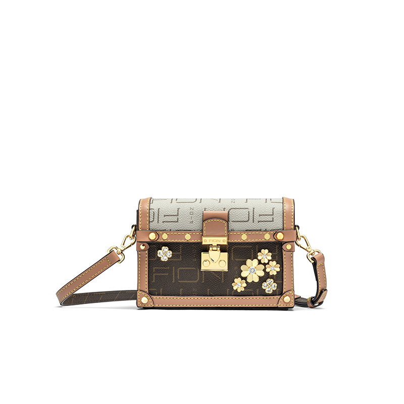 fion /菲安妮迷你女士老花斜挎包 FION菲安妮小方包