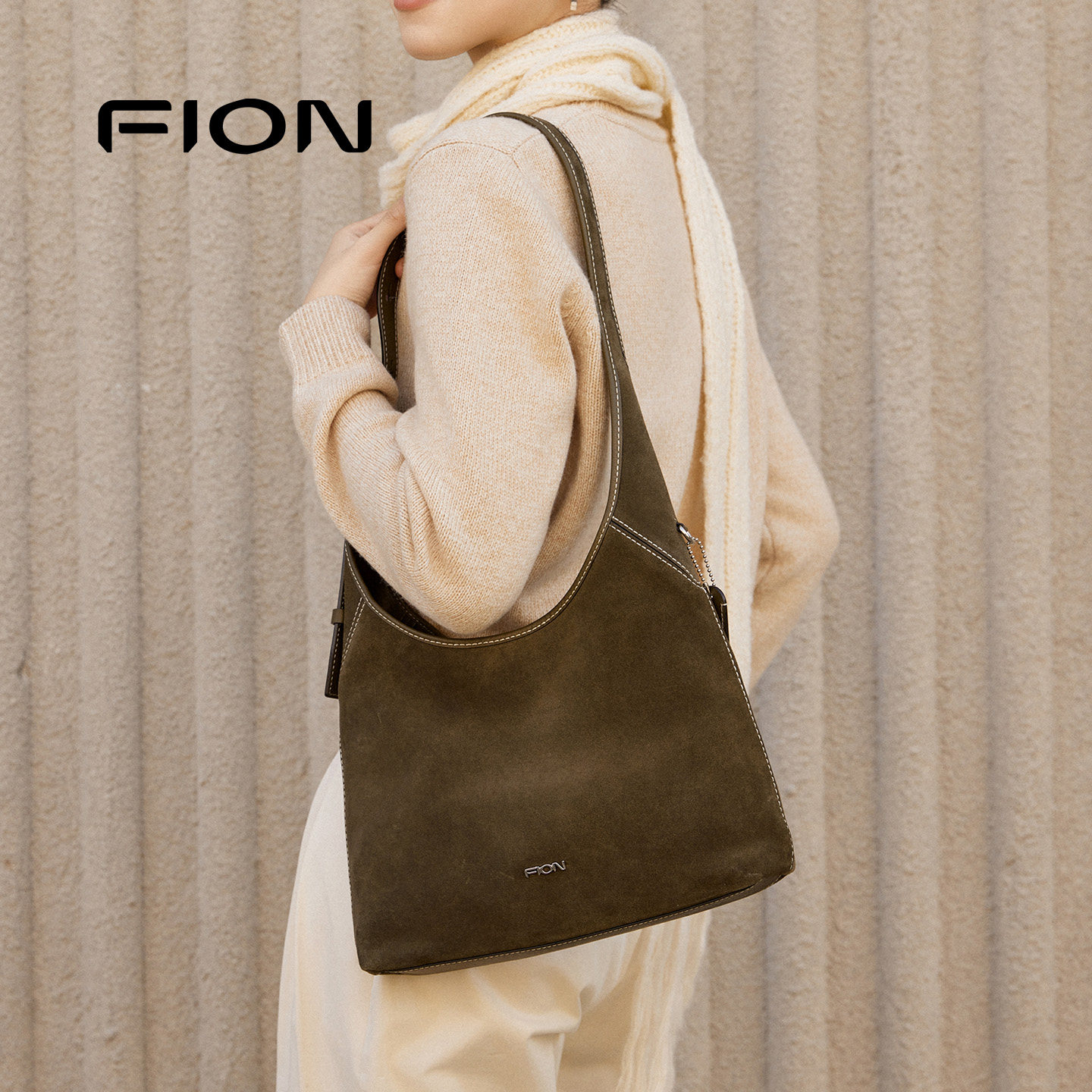 Fion/菲安妮麂皮hobo托特包慵懒女单肩斜挎包,淘宝优惠券,粉丝福利购,淘宝优惠卷