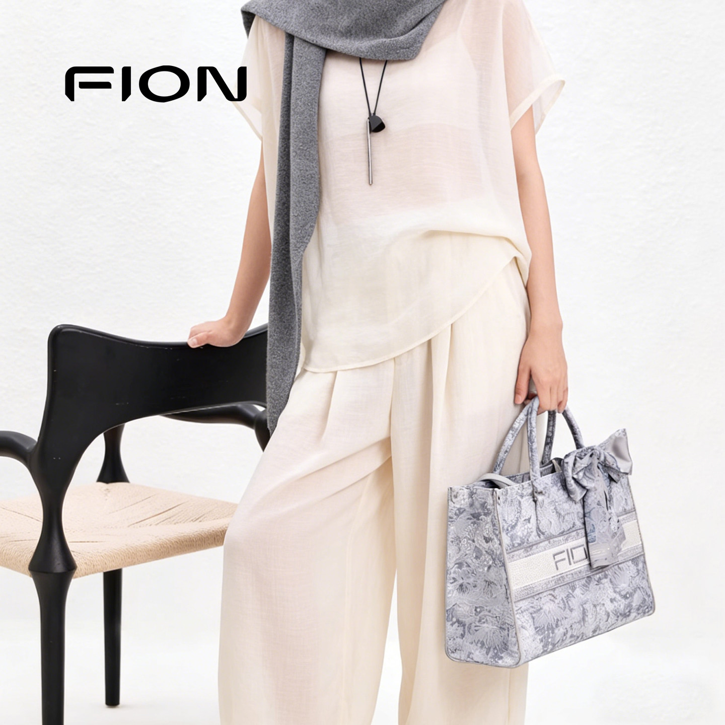 Fion/菲安妮巧锦新中式托特包新款女包大容量轻奢通勤单肩手提包