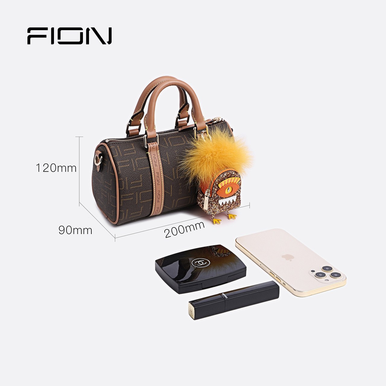 fion /菲安妮老花2022新款波士顿包 FION菲安妮女士包袋