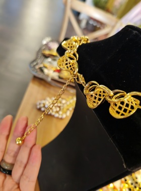 中古饰品Vintage金色镂空项链