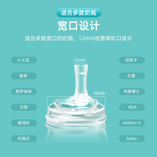 motherk吸管杯mother-k吸嘴头重力球鸭嘴宽口奶嘴非原装学饮配件 - 图0