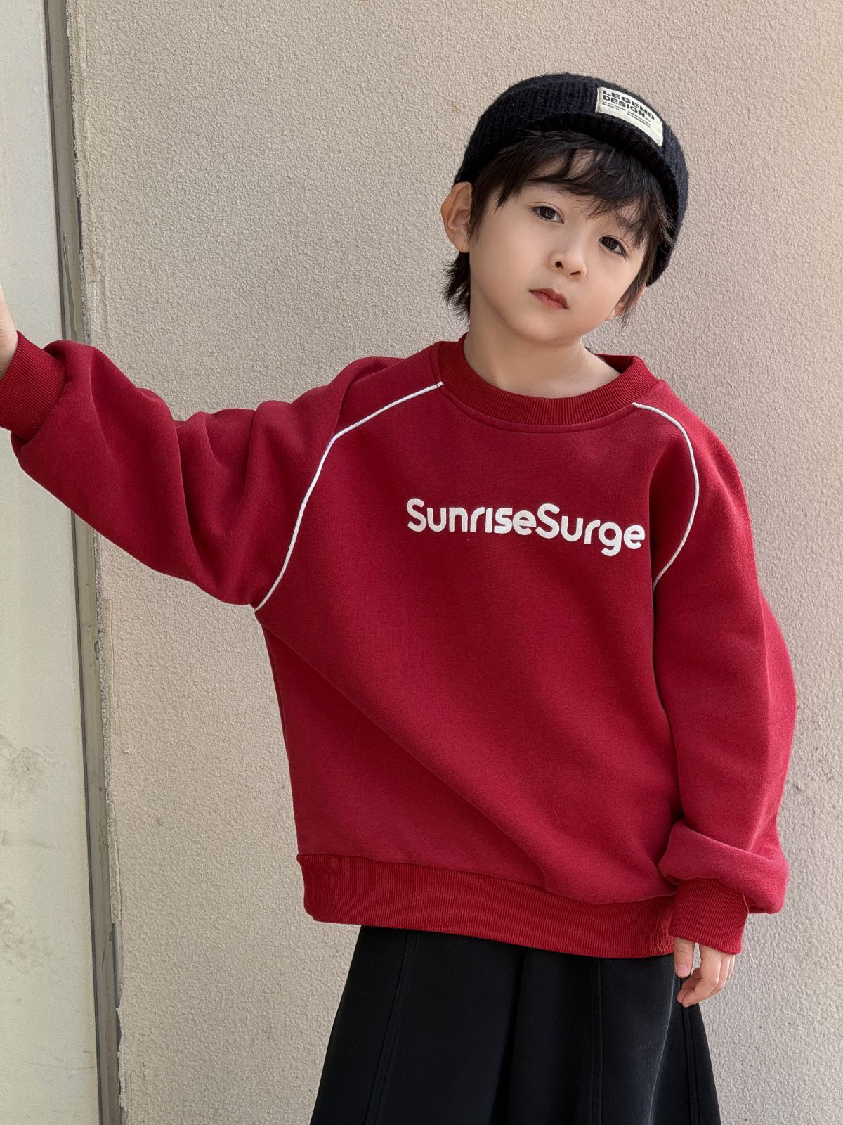 亲子装母女加绒卫衣2025新款韩版机车一家三口红色儿童洋气潮上衣,淘宝优惠券,粉丝福利购,淘宝优惠卷