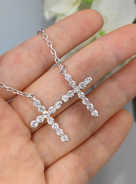 铜镀金银色锁骨链女十字架清新