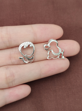 12十二生肖吊坠女 蛇羊猴猪牛龙虎狗兔925纯银镀白金色挂件单项坠