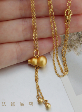 新年金色小葫芦吊坠项链女款配饰