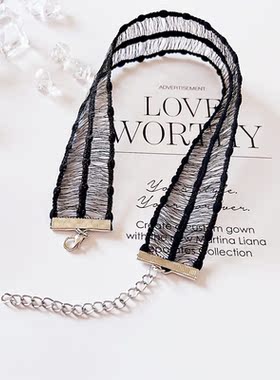 Yolo星球蕾丝花边网纱项链甜美少女镂空性感锁骨链choker复古宽颈