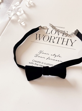 Yolo星球丝绒质感公主项链性感优雅宫廷锁骨链choker复古蝴蝶结