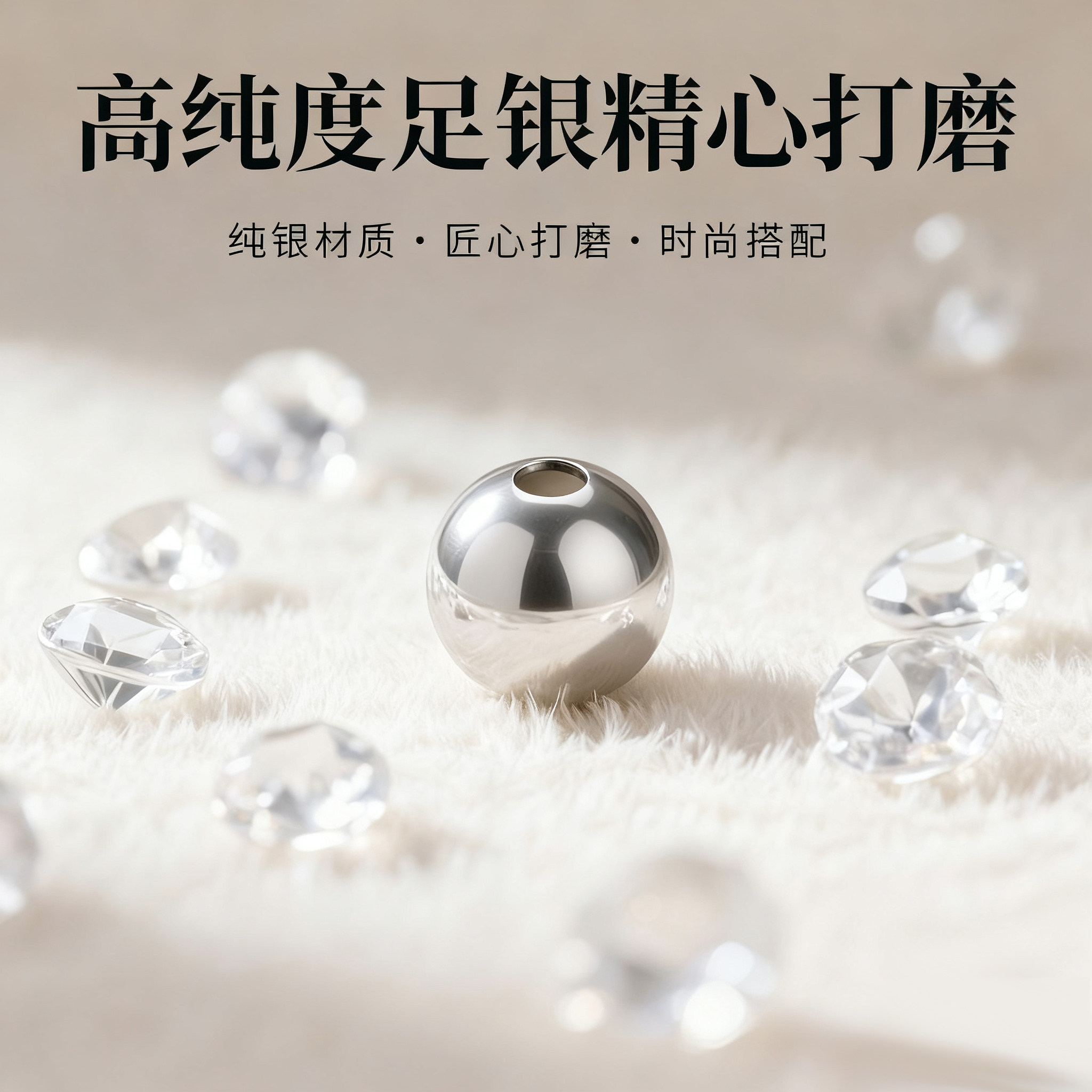 【志同珠宝】S999足银银珠子 DIY 串珠配件 光亮圆珠子手工串手链,淘宝优惠券,粉丝福利购,淘宝优惠卷