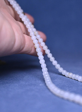 白玉籽料圆珠子108项链多圈手链