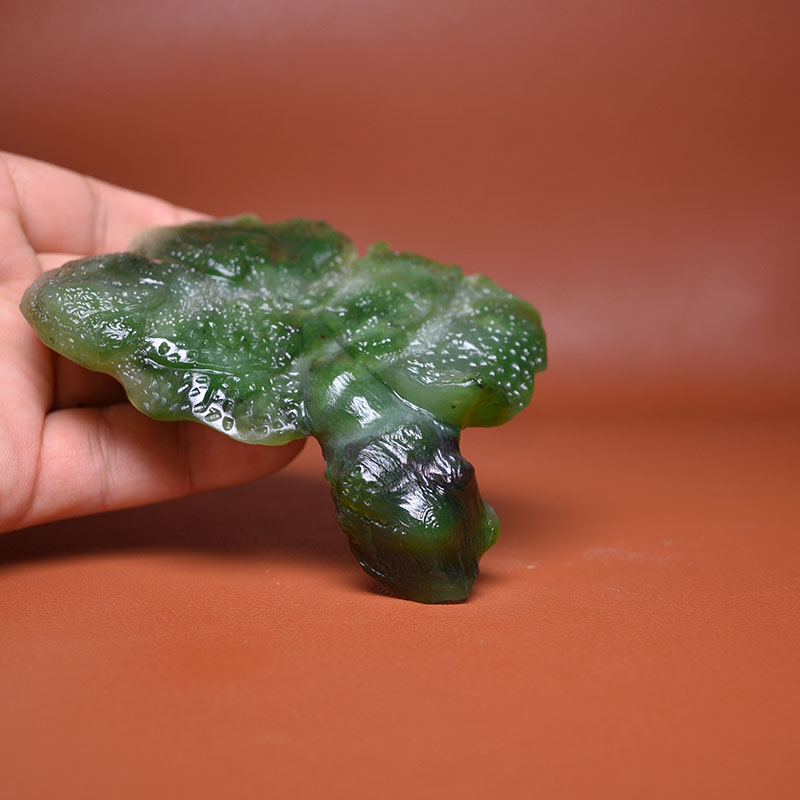 致敬708090 135克和田碧玉老坑苹果绿贝叶文房雅玩镇纸笔搁摆件 - 图2