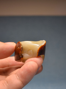 内径21精品老红皮天地皮独籽扳指