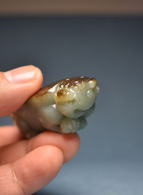 黑皮沙枣青籽料龙龟腰挂件把件