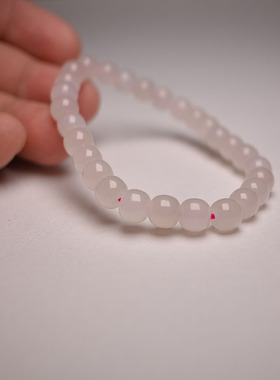 卡7*8和田玉藕粉老型珠单圈手串