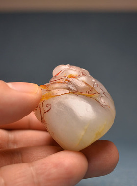 红皮青花独籽鲤鱼把件镇纸印章