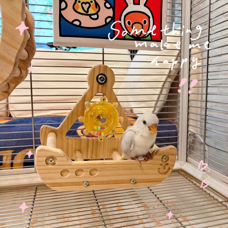 Parrot toys pirate ship swinging swings and self-relieving entertainment bird cage stand peony black phoenix monk tiger skin