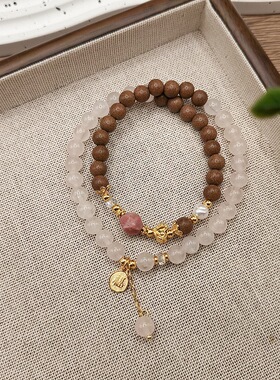 非遗传承药香合香珠手串设计款双圈国潮天然水晶手链中药手饰批发