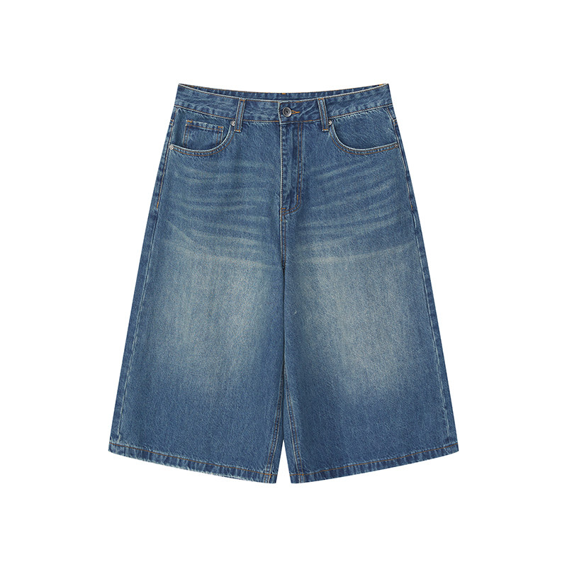 美式复古水洗做旧牛仔裤男士夏季新款宽松直筒阔腿裤休闲七分裤潮,淘宝优惠券,粉丝福利购,淘宝优惠卷