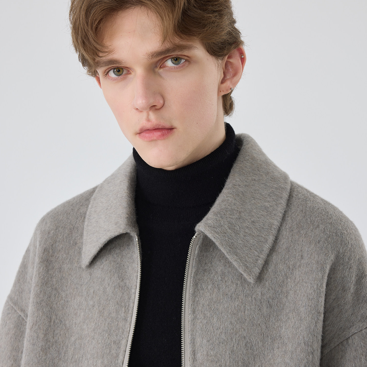 冬季新款男士翻领双面羊毛大衣外套宽松休闲百搭呢子拉链上衣男潮,淘宝优惠券,粉丝福利购,淘宝优惠卷