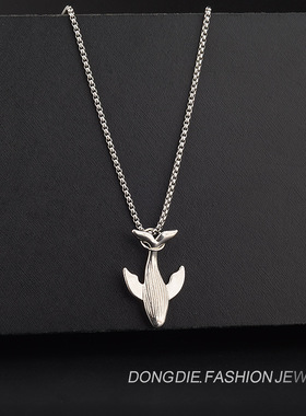 新款鲸落项链万物生男百搭高级感长款鲸鱼潮女气质小众毛衣链学生