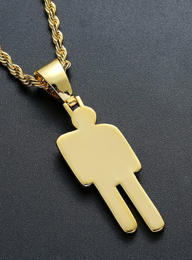 欧美项链 Billie Eilish同款歪头吊坠满锆石潮人 hiphop 嘻哈项链