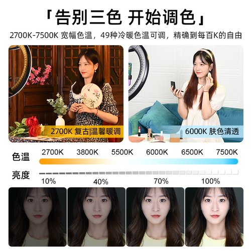 金贝LR480II环形补光灯led手机直播带货支架柔光面光灯主播专用抖音自拍拍照美颜灯桌面美妆纹绣摄影拍摄打光 - 图2