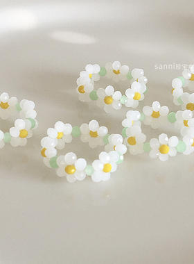 少女风水晶串珠干净甜美可爱戒指