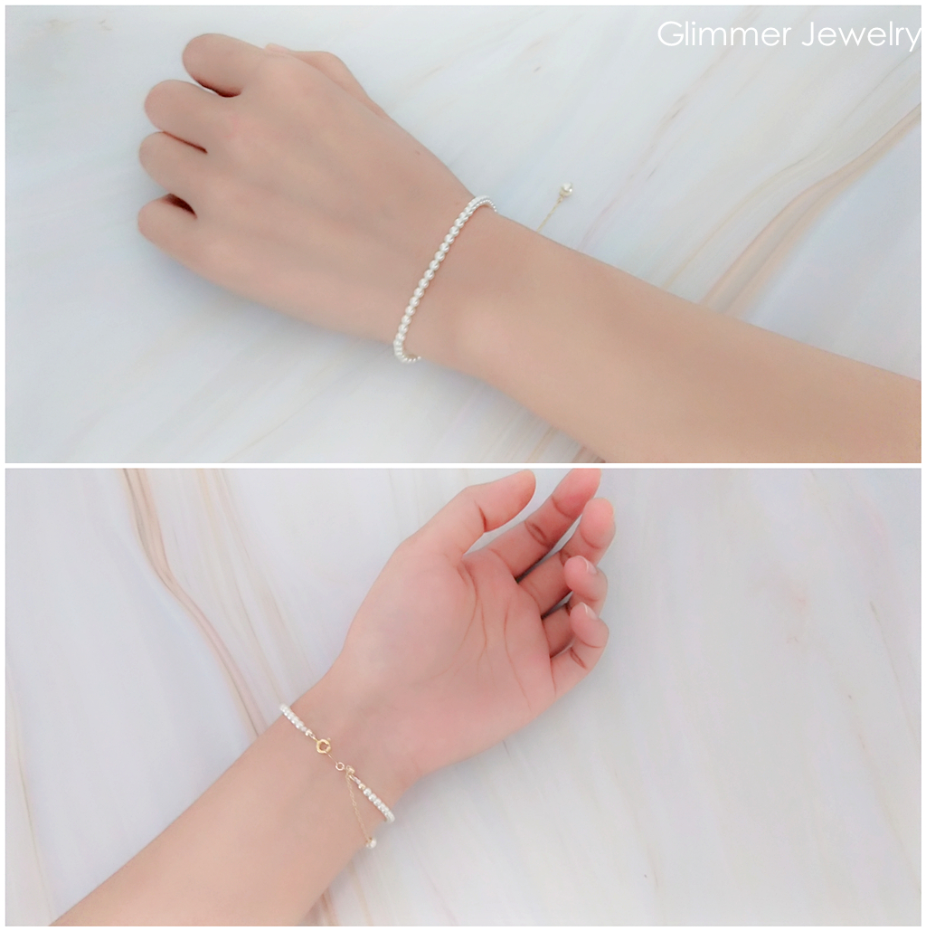 14k 叠戴 chic 3mm 迷你小珍珠纤细手链 包金女甜美简约百搭韩版 14k 叠戴 chic 3mm 迷你小珍珠纤细手链 包金女甜美简约百搭韩版
