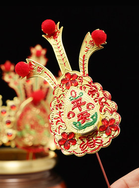 家用潮汕拜神金花供奉招财插香炉饰品拜老爷敬佛铜金花熏香炉用品