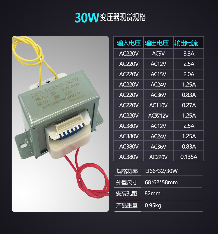 10W20W30W50W380V220V转6V9V12V15V18V24V单双交流电源变压器E型 - 图3