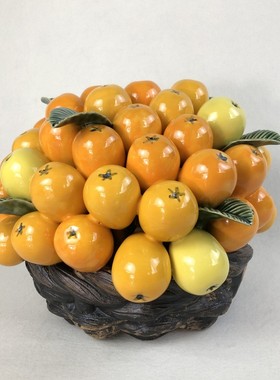 枇杷篮金银满屋仿真植物陶瓷摆件石湾公仔