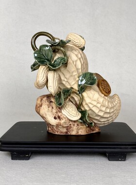 花生一生如意陶瓷摆件石湾公仔四款