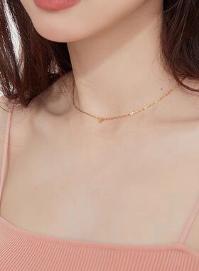 美呆18k包金爱心时尚项链轻奢小众高级锁骨链2025爆款毛衣链颈链