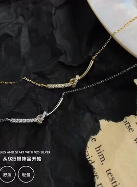 S925纯银镀18K金打结项链女小众设计感绳结ins风简约个性锁骨项链
