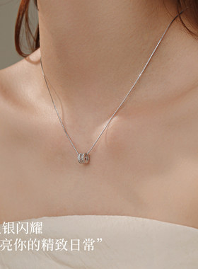 精工简约时尚镀925纯银转运珠小蛮腰项链女轻奢时尚毛衣链锁骨链