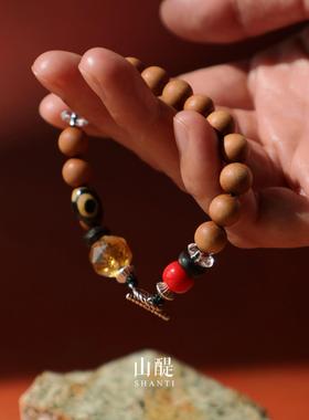 檀木水晶银手链无性别配饰925银