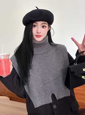 高领围脖女秋冬洋气针织披肩外搭