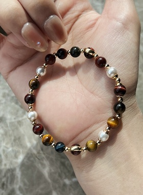 布铃原创天然虎眼石水晶手链